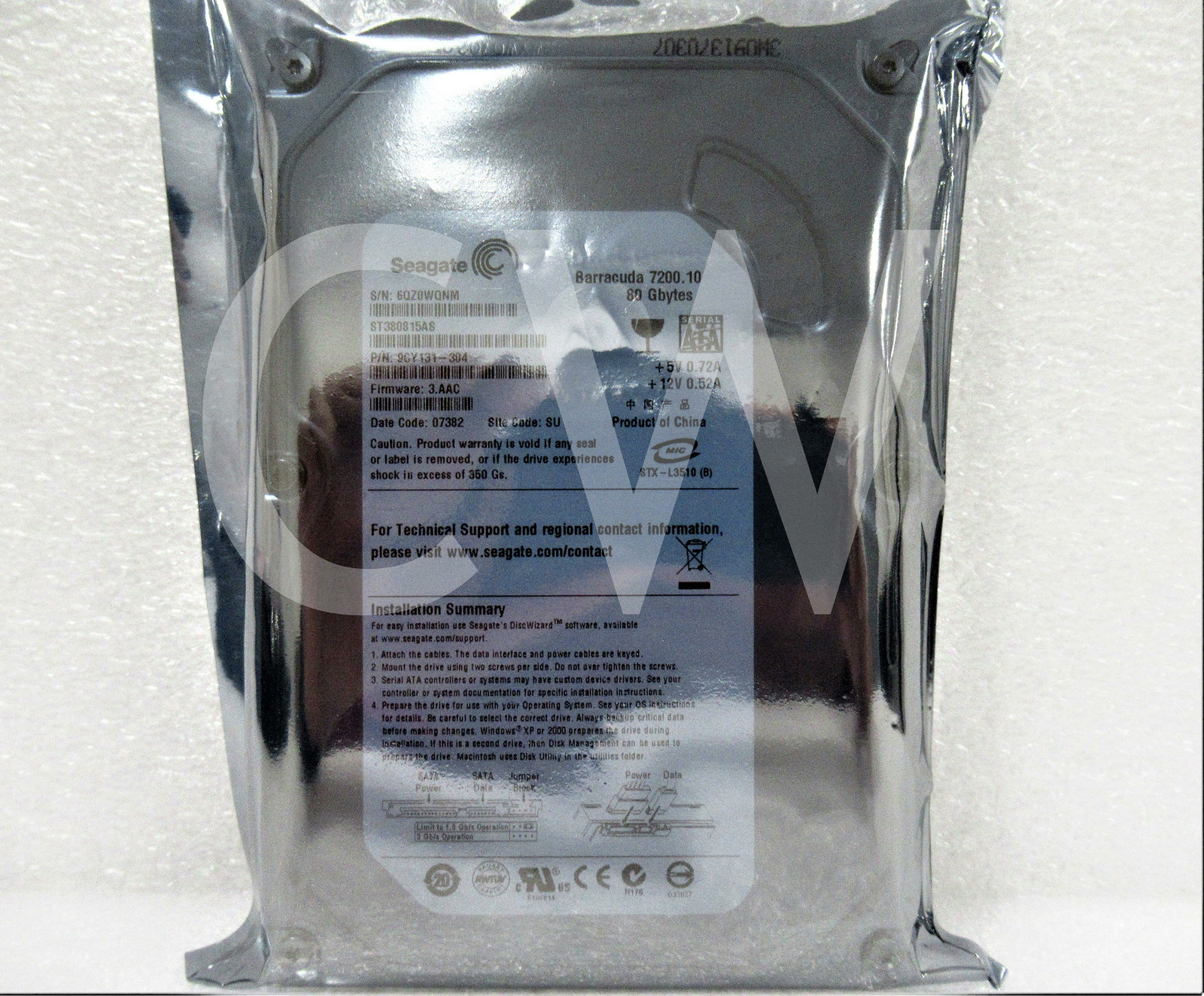 ST380815AS Seagate BARRACUDA 7200.10 80GB 7200RPM 3Gbps 3.5" SATA HDD Hard Drive