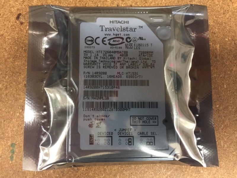 NEW HITACHI HTE726040M9AT00 40GB 7200RPM HARD DRIVE