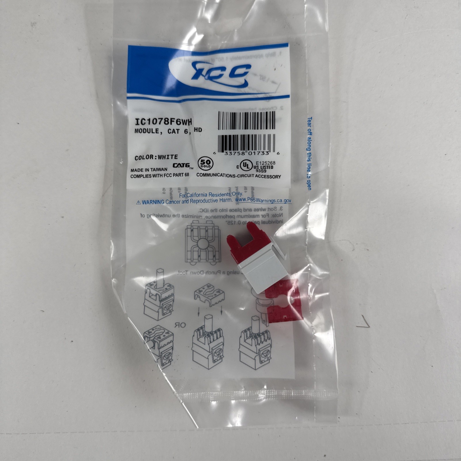 ICC MODULE CAT 6 HD WHITE IC1078F6WH UPC 633758017336 (B2)
