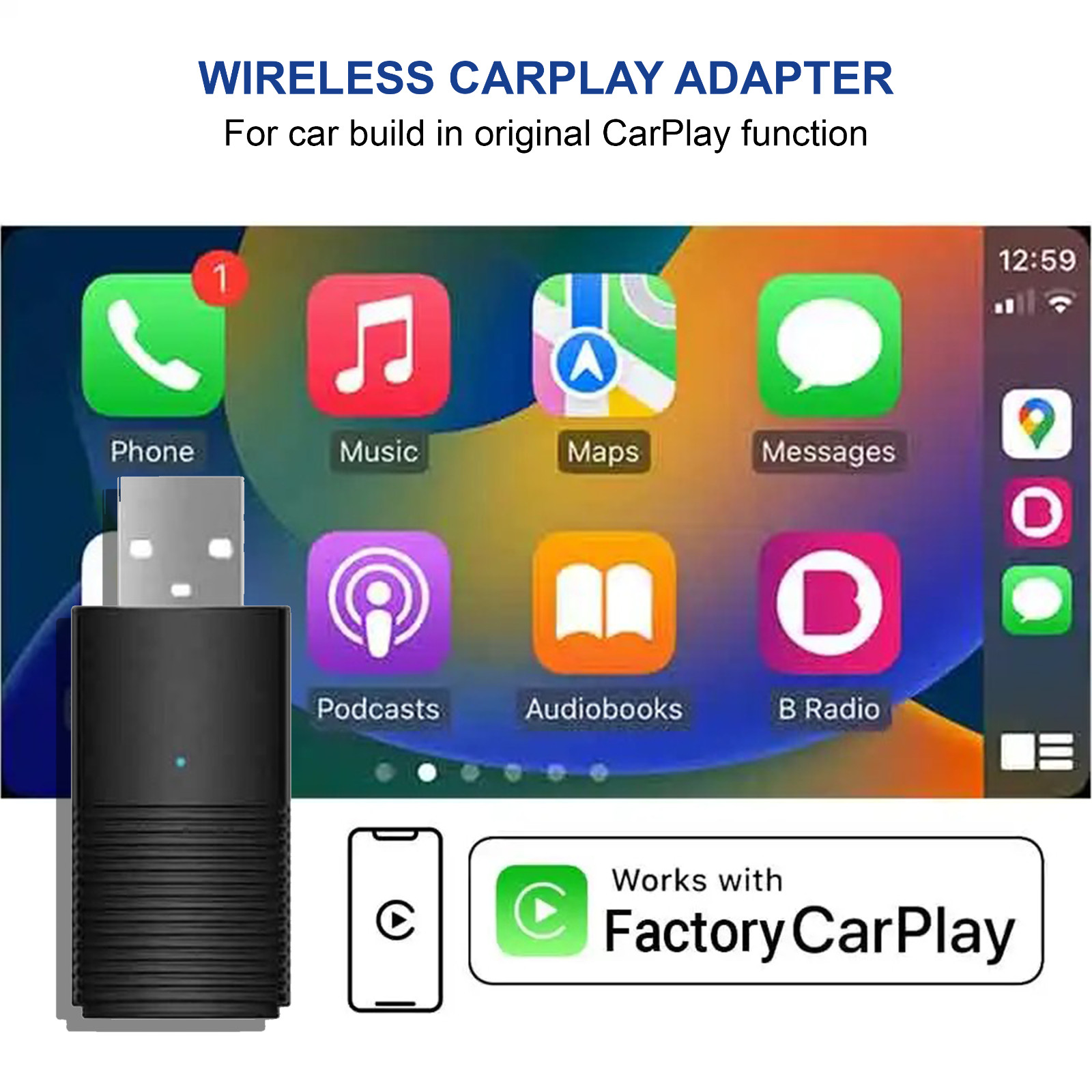 Wireless Apple CarPlay adapter, USB, navigation player for car