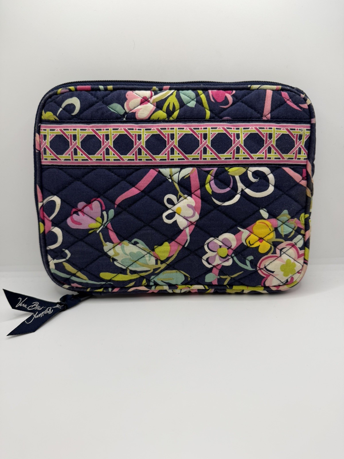 Vera Bradley Retired Ribbons Tablet Sleeve/EReader Case (2012) –Navy Pink Floral