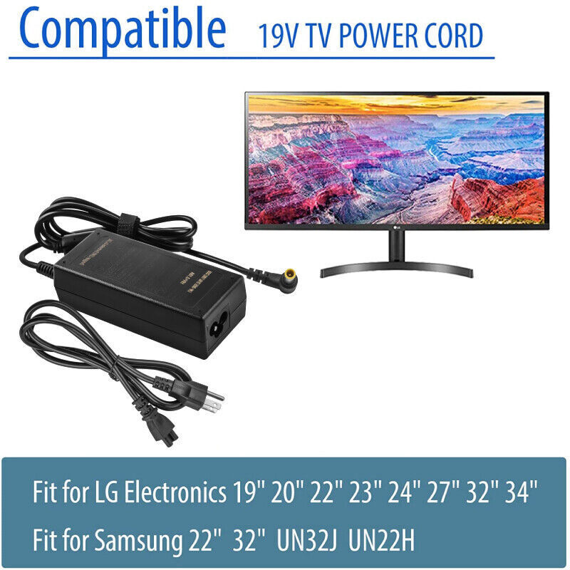 19V 14V AC Adapter Charger For Samsung HD TV LG Monitor Power Supply Cord LCD
