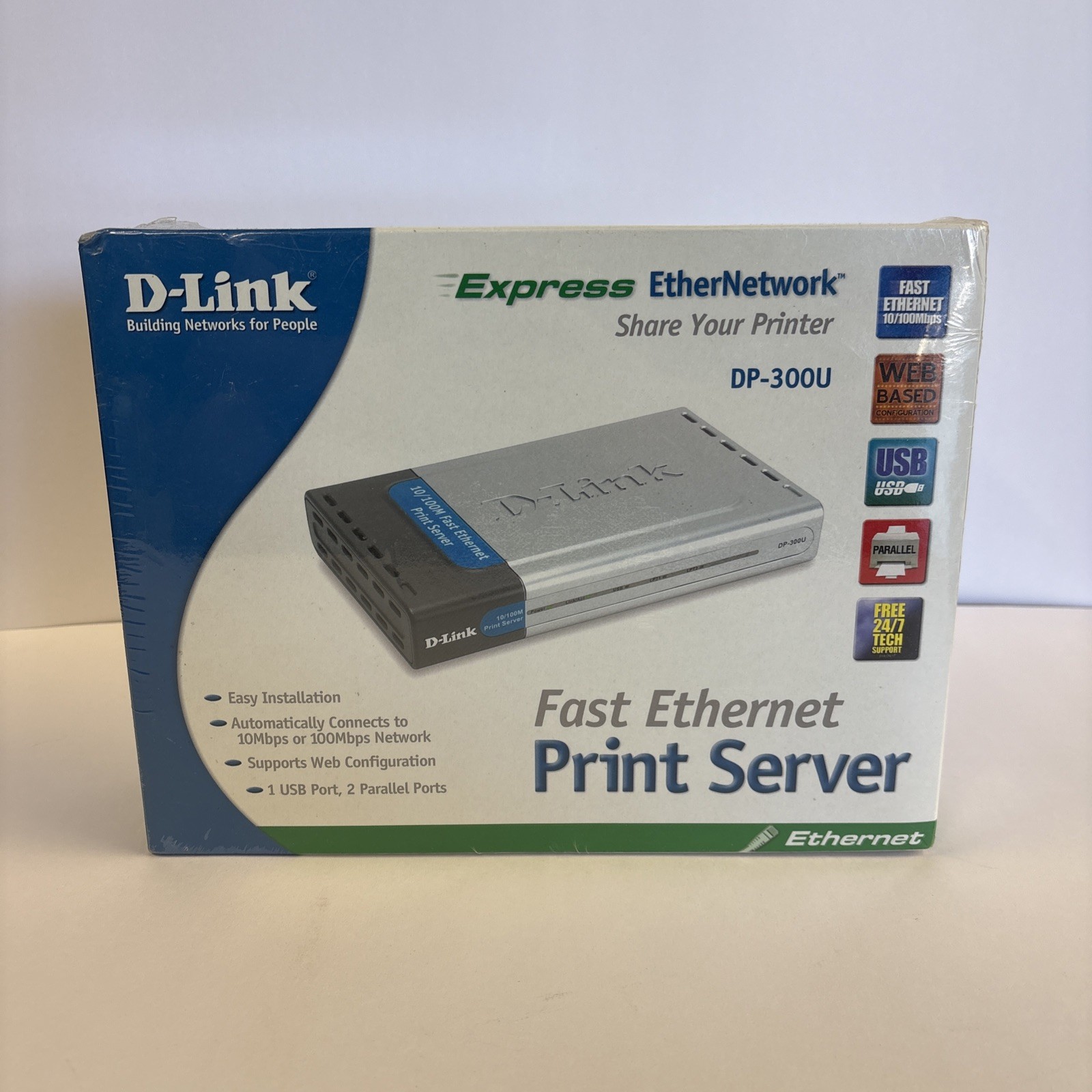 SEALED NEW D-Link DP-300U USB Fast Ethernet Print Server with Power Adapter 954