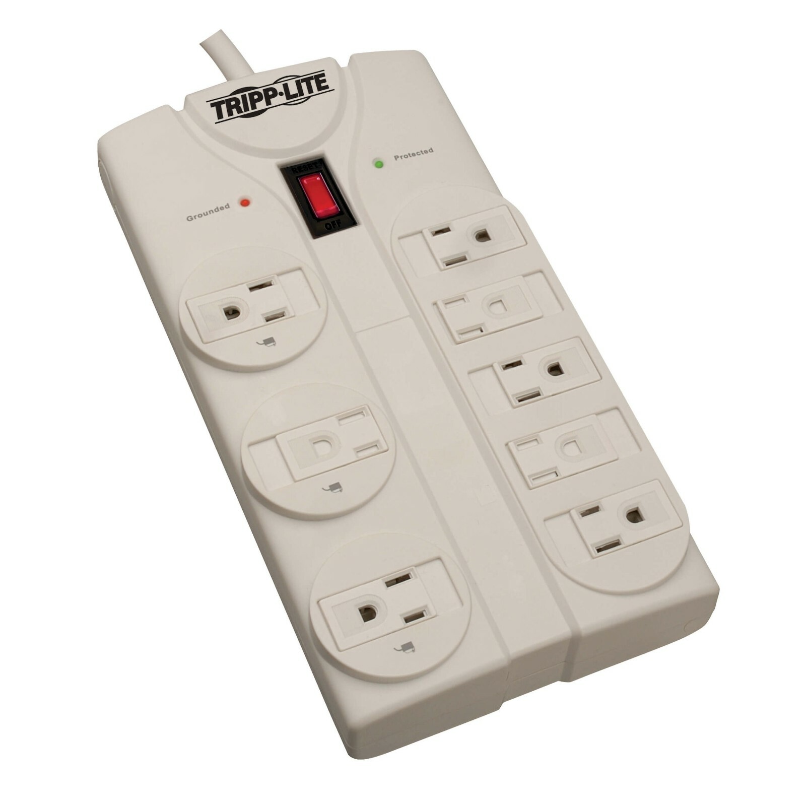 TRIPP LITE TLP825 8-Outlet Surge Protector, 25 ft. Cord with Right-Angle Plug