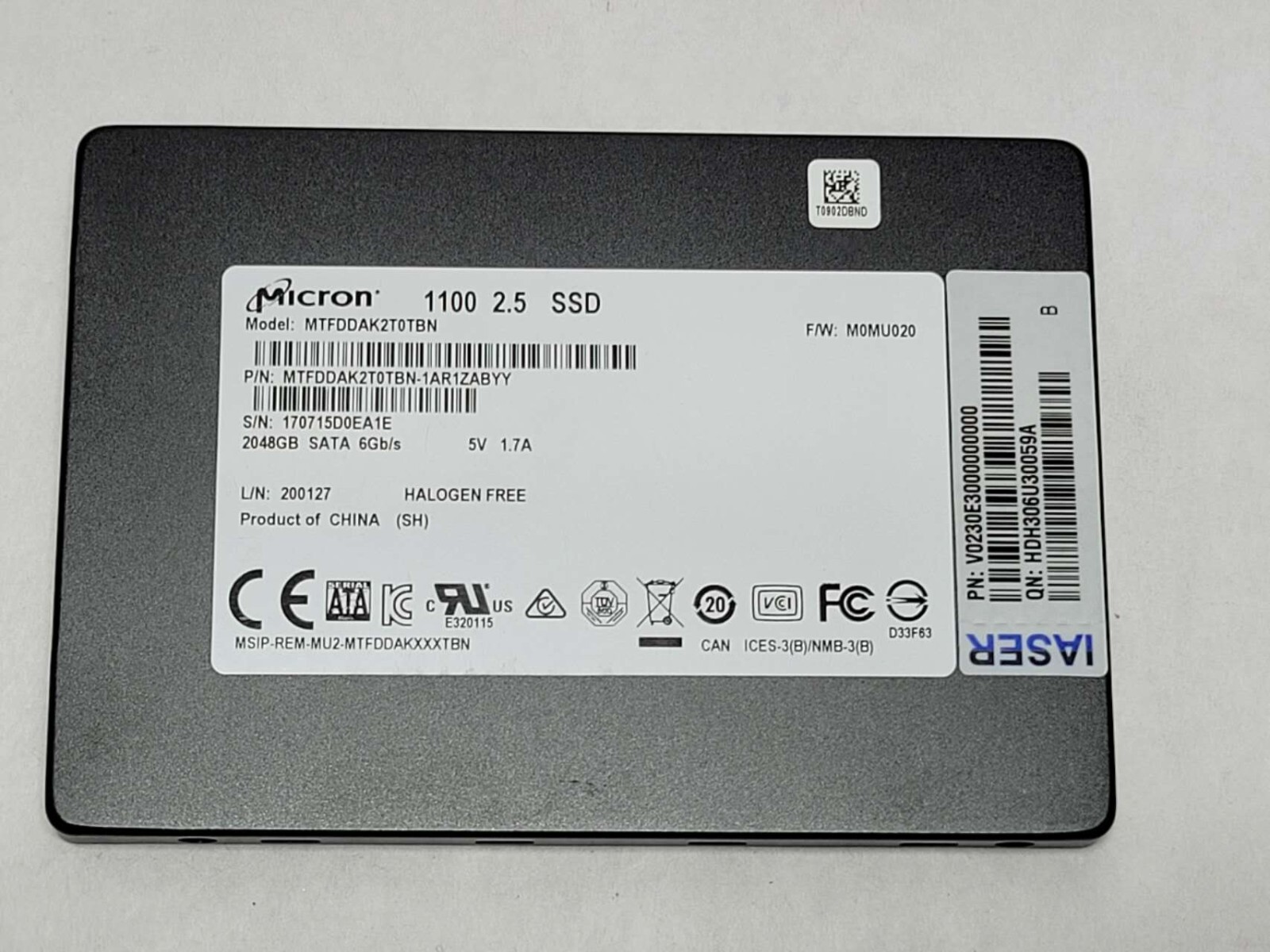 Micron 1100 2TB 2048GB 2.5 SATA SSD MTFDDAK2T0TBN Solid State Drive 83%+ Health