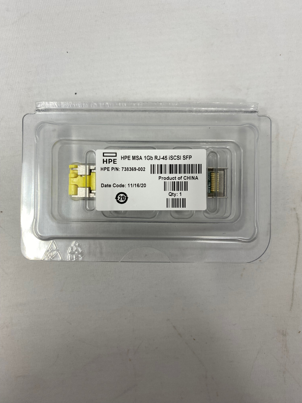 HPE MSA 1Gb RJ-45 iSCSI SFP Transceiver HPE P/N: 738369-002