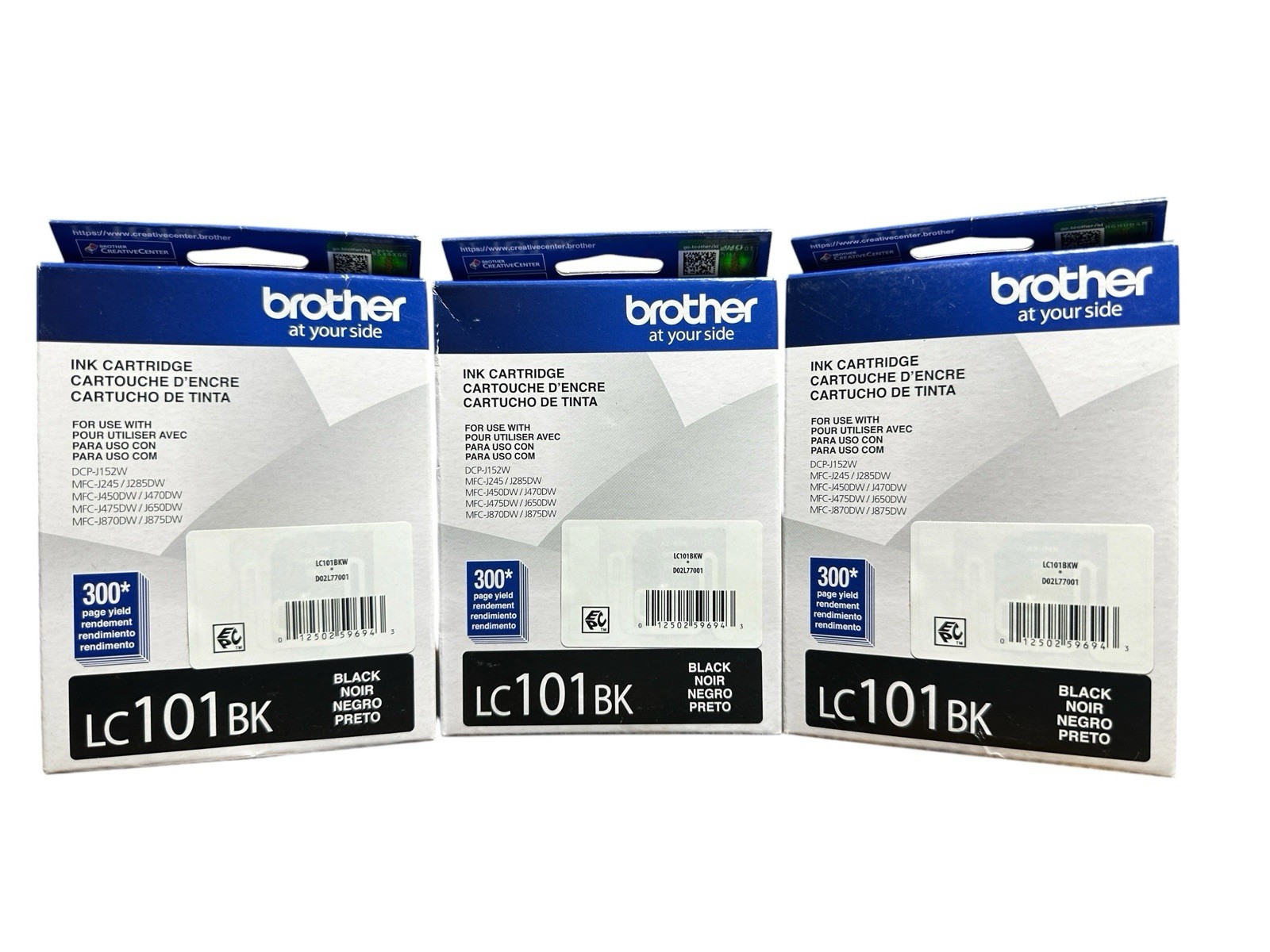 3 Brother LC101BK Black Ink Cartridge New Exp 06/2027