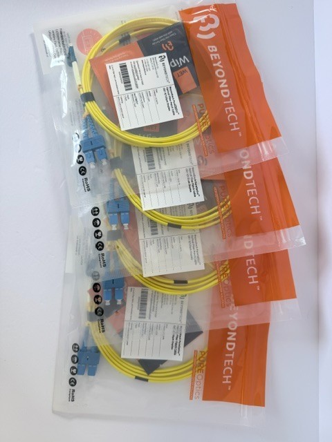 Beyondtech OS1 9/125 LC/UPC to SC/UPC 2M Fiber Optic Patch Cable Lot of 4