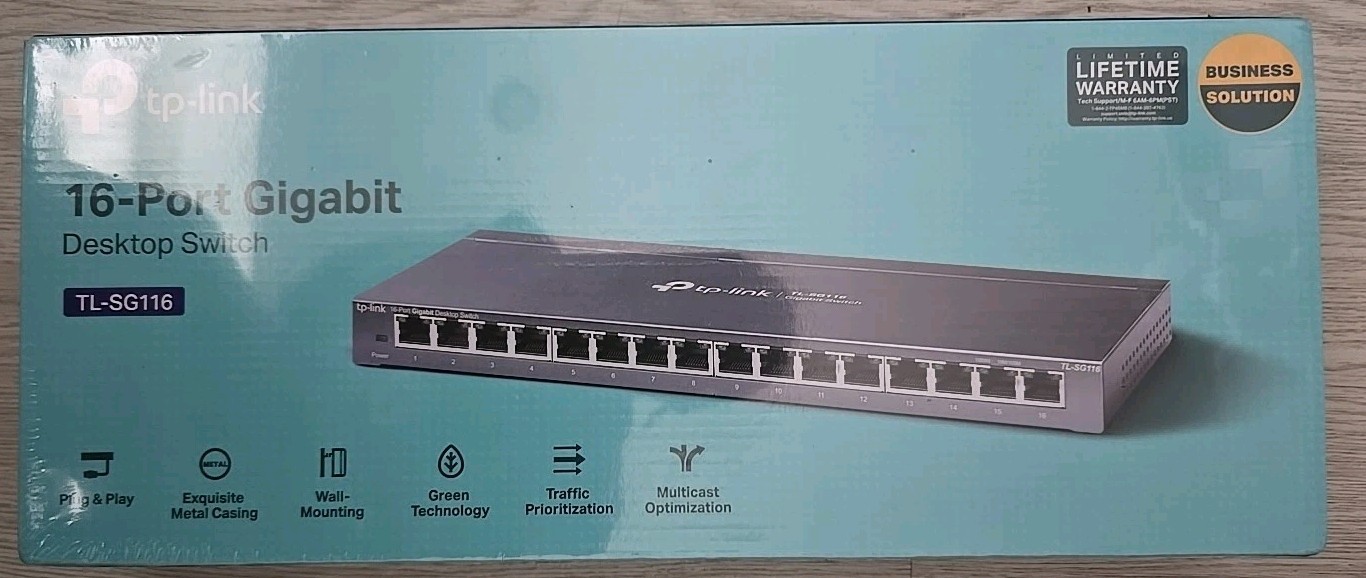 TP-Link 16 Port Gigabit Ethernet Network Switch Desktop/ Wall-Mount 