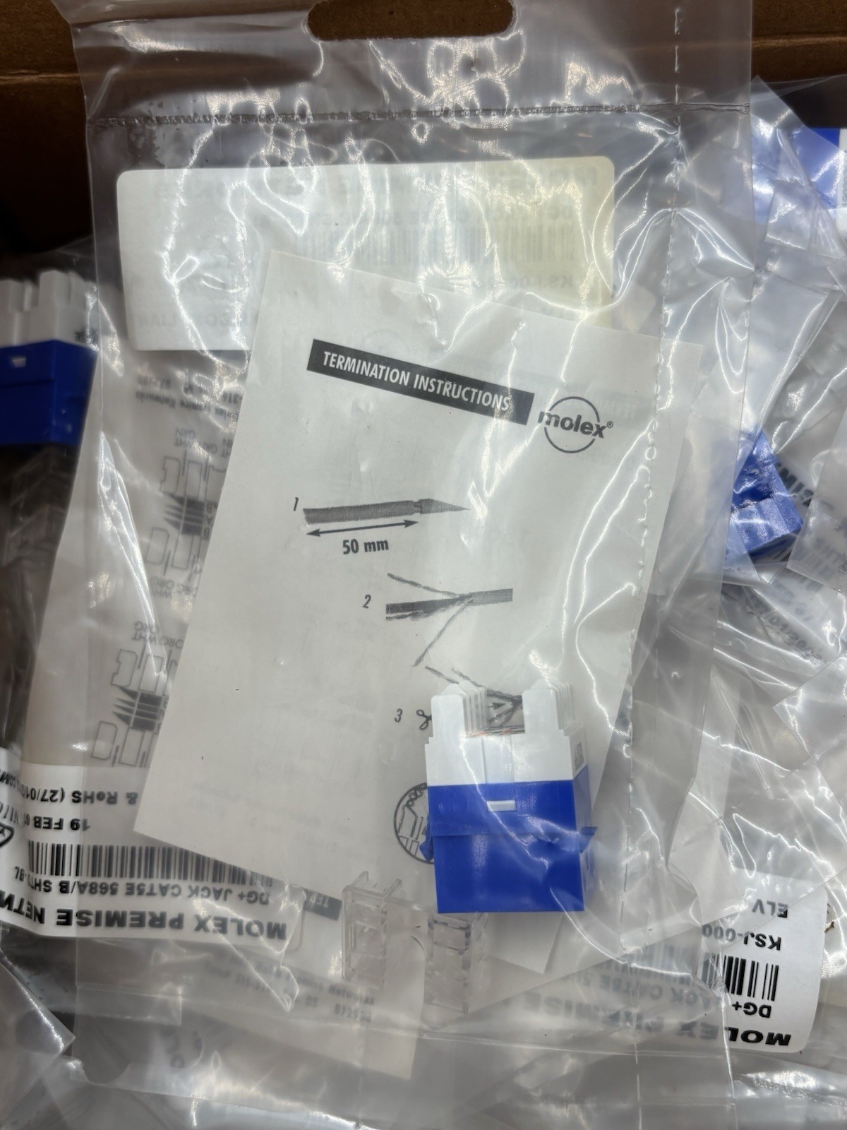 *BOX OF 25* MOLEX PREMISE NETWORKS DG+ JACK CATE 568A/B SHTD -BL