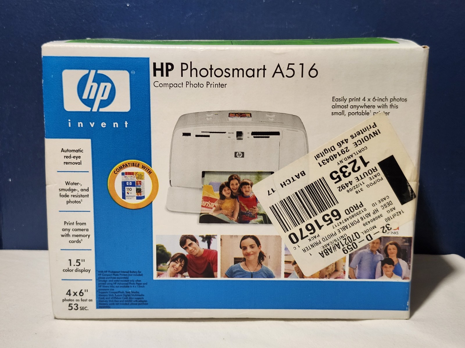 NEW ~ HP Photosmart A516 Compact Photo Printer ~ SEALED