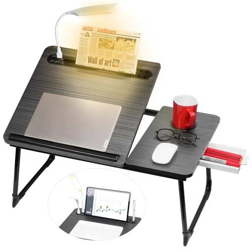 Plus XL Adjustable Laptop Desk with Light, USB Port, iPad Holder, Drawer Storage