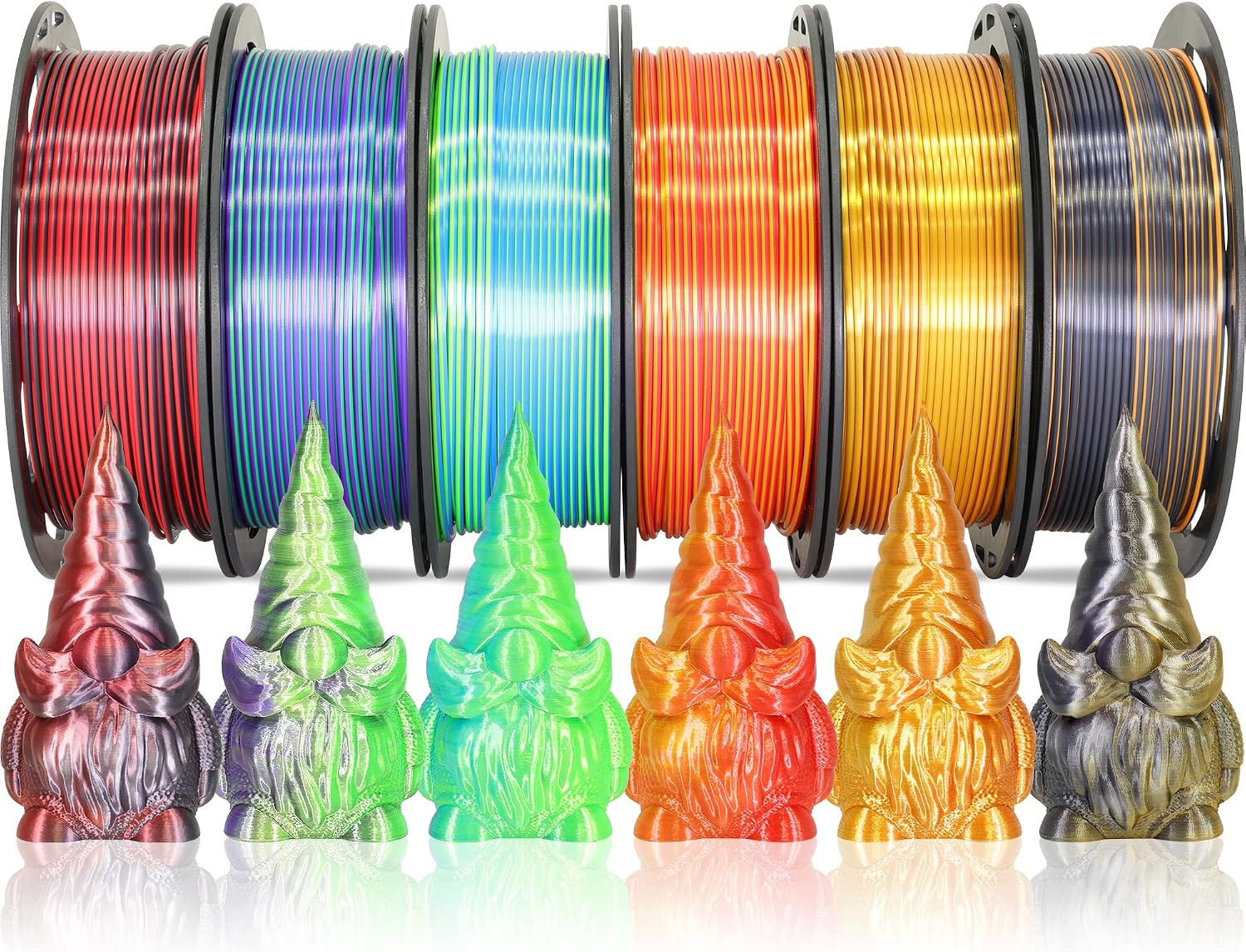 MIKA3D 6 Spools Bicolor Dual Color 1.75Mm 3D Printer Filament Bundle, 3D Printin