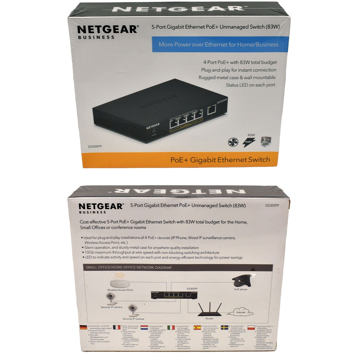 Netgear GS305PP 5-Port Gigabit Ethernet PoE+ Unmanaged Switch (83W) NEW/NEW