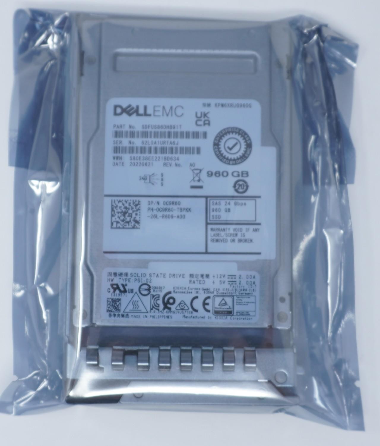 0C9R60 DELL 960GB BiCS 24G RI SAS 2.5 SSD KPM6XRUG960G