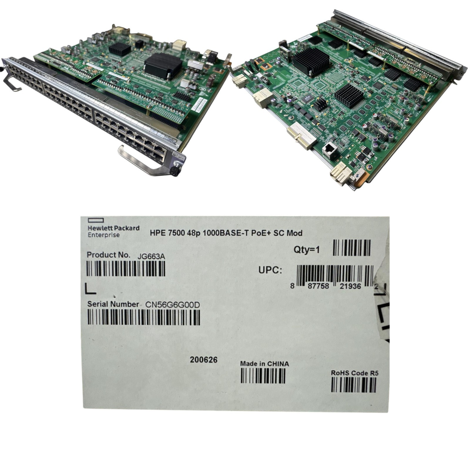 JG663A HPE 7500 48P 1000BASE-T POE+ SC MOD (NEW OPEN BOX SWITCH ONLY)