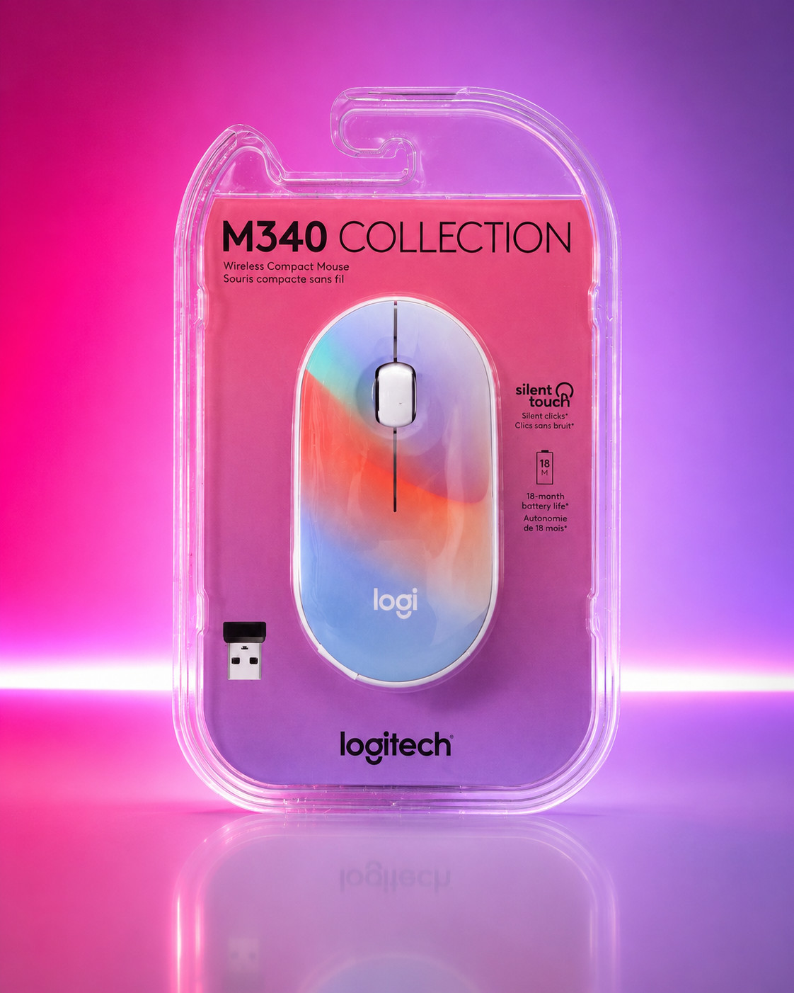 Logitech M340 Compact Ambidextrous Silent Wireless Mouse Sheer Dream 910-007283