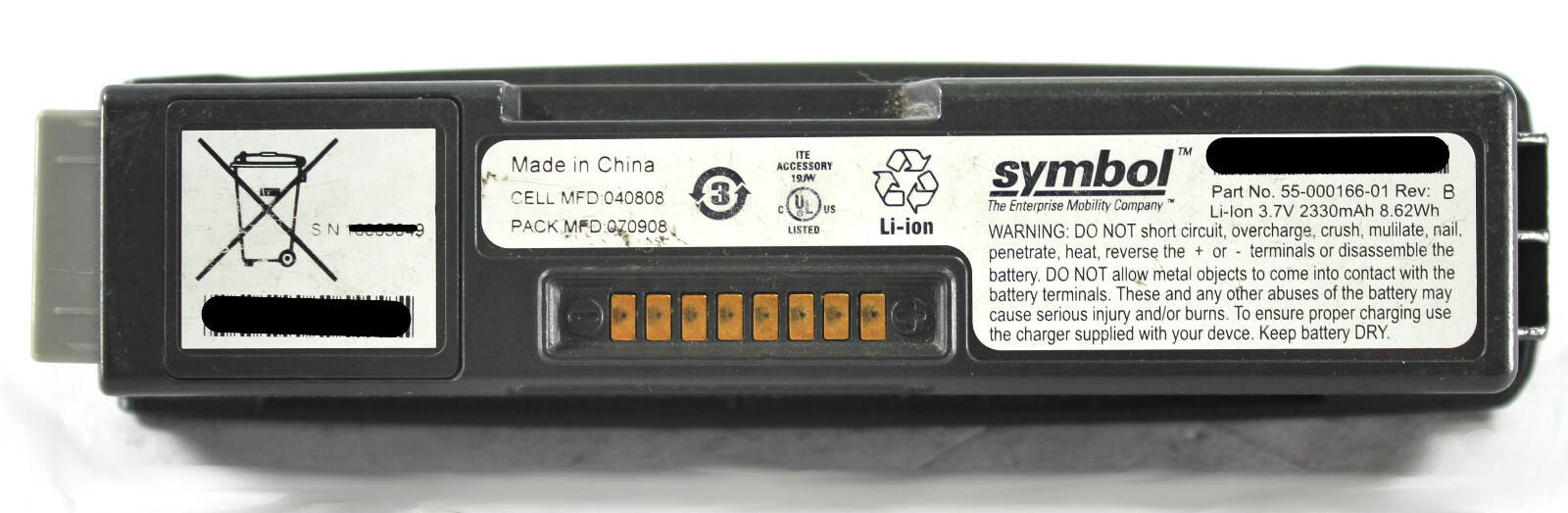  Symbol 55-000166-01 3.7V 2330mAh Lithium-ion Battery for WT4000 WT4090 WT41N0