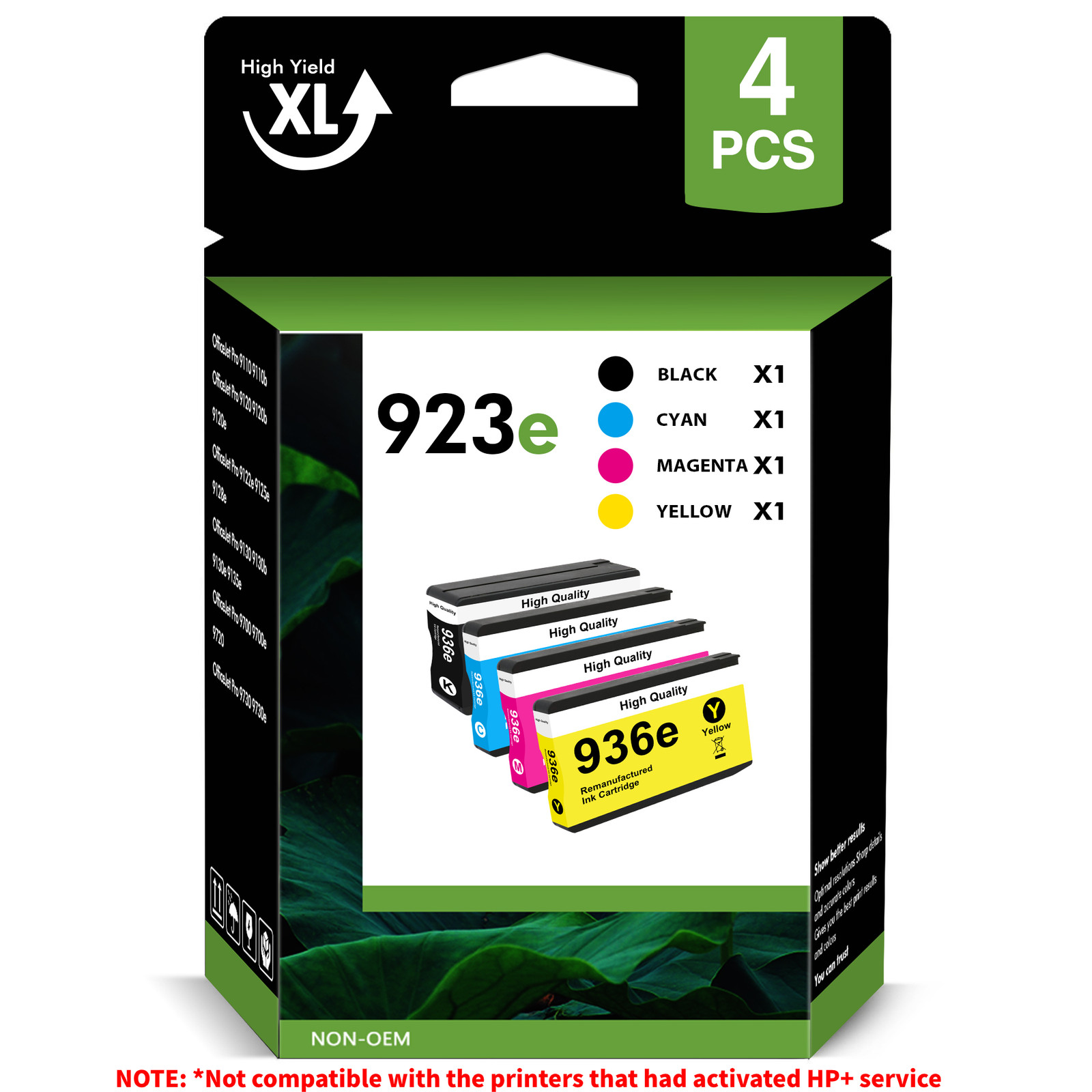 4PK 936E 936XL Ink Cartridges Compatible for HP OfficeJet 9120 9135e 9110b 9730e