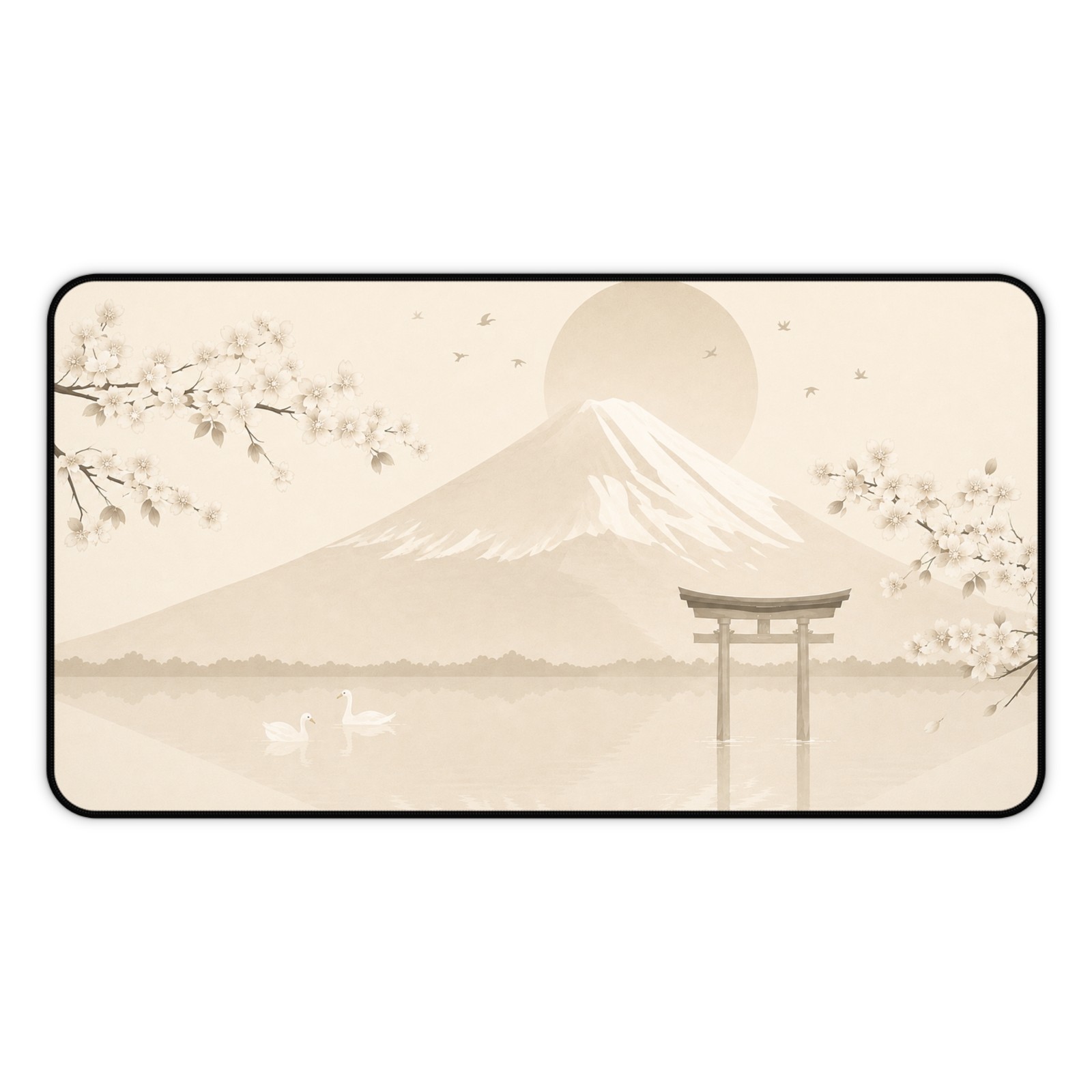Mount Fuji Torii Scene Desk Mat | Japanese Cherry Blossom Mousepad