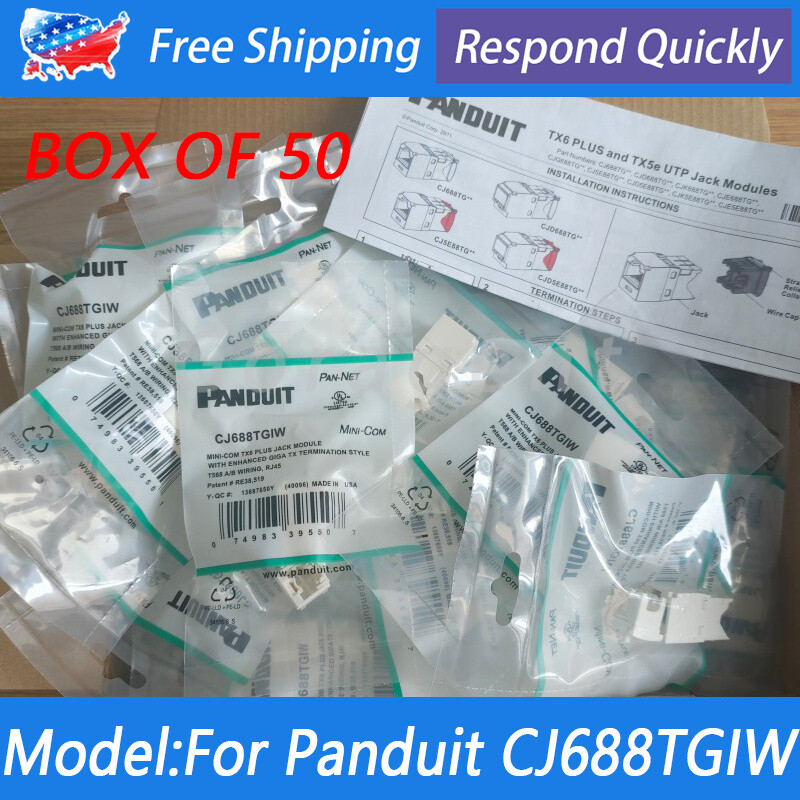 QTY:50 NEW Panduit Gigatx CJ688TGIW Cat6 Network Jack Module White US Shipping