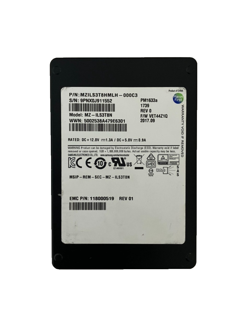 SAMSUNG MZ-ILS3T8N SSD 3.84TB SAS 12Gb/s 2.5" PM1633a 512 b/s