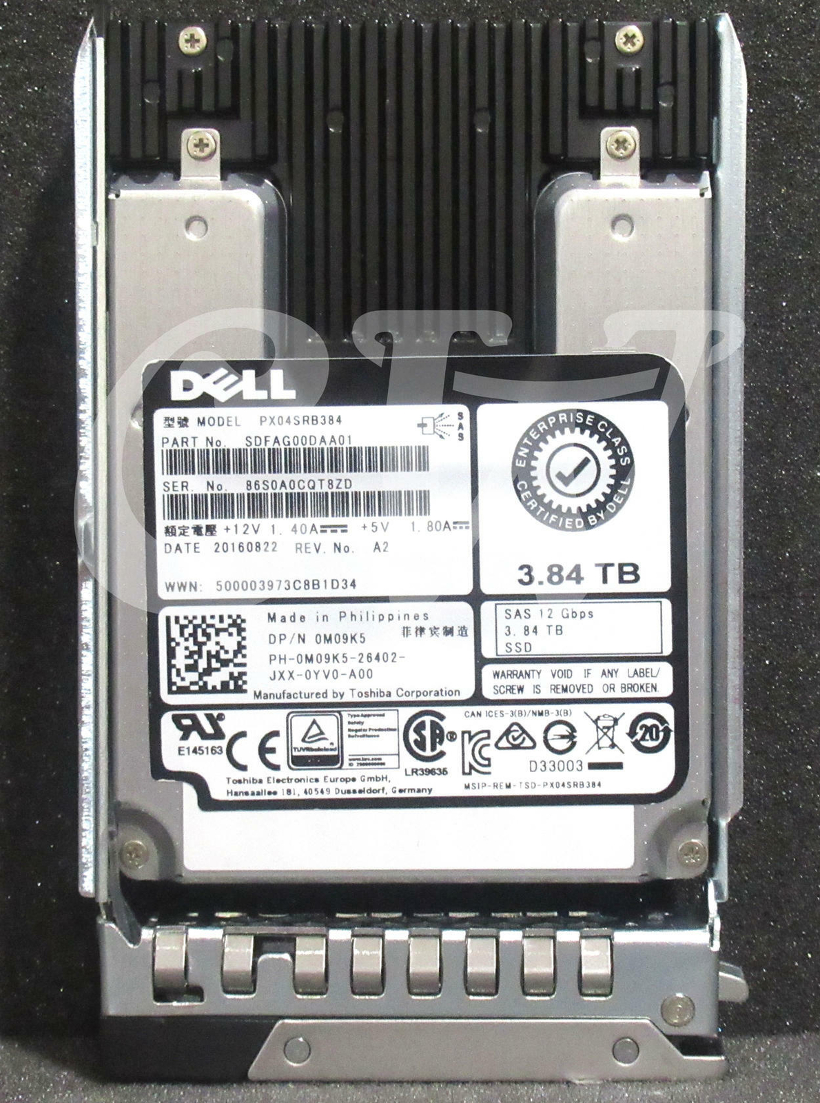 PX04SRB384 0M09K5 Dell GEN14 3.84TB 12Gbps 2.5" SAS Solid State Drive M09K5