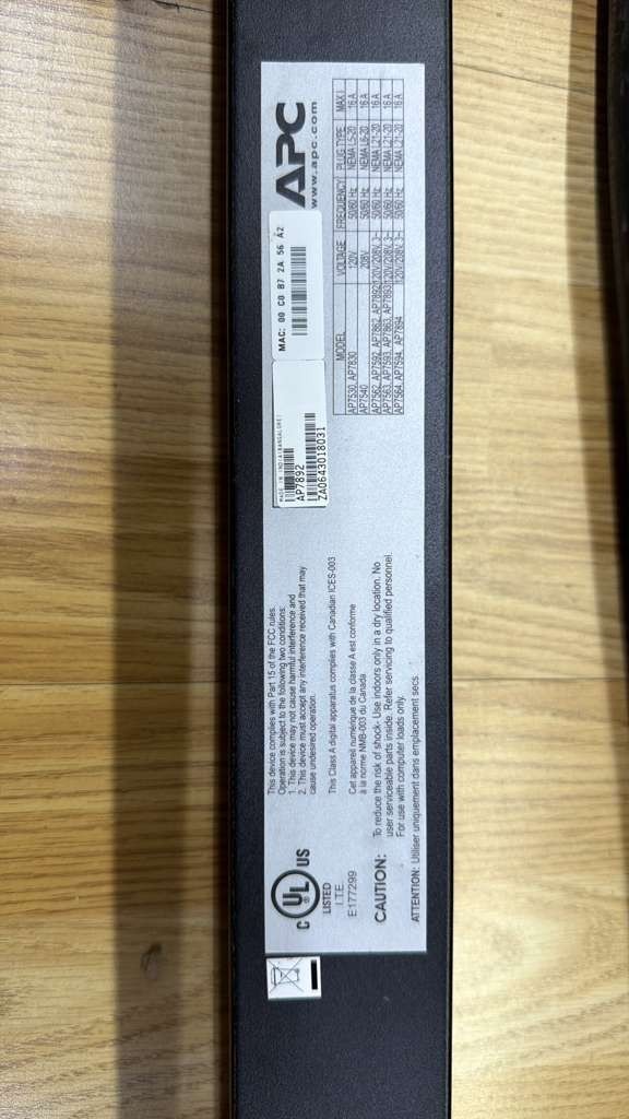 APC AP7892 Switched Rack PDU 2G 30A 208V 24-Outlet 0U 70" w/ 125" Cord