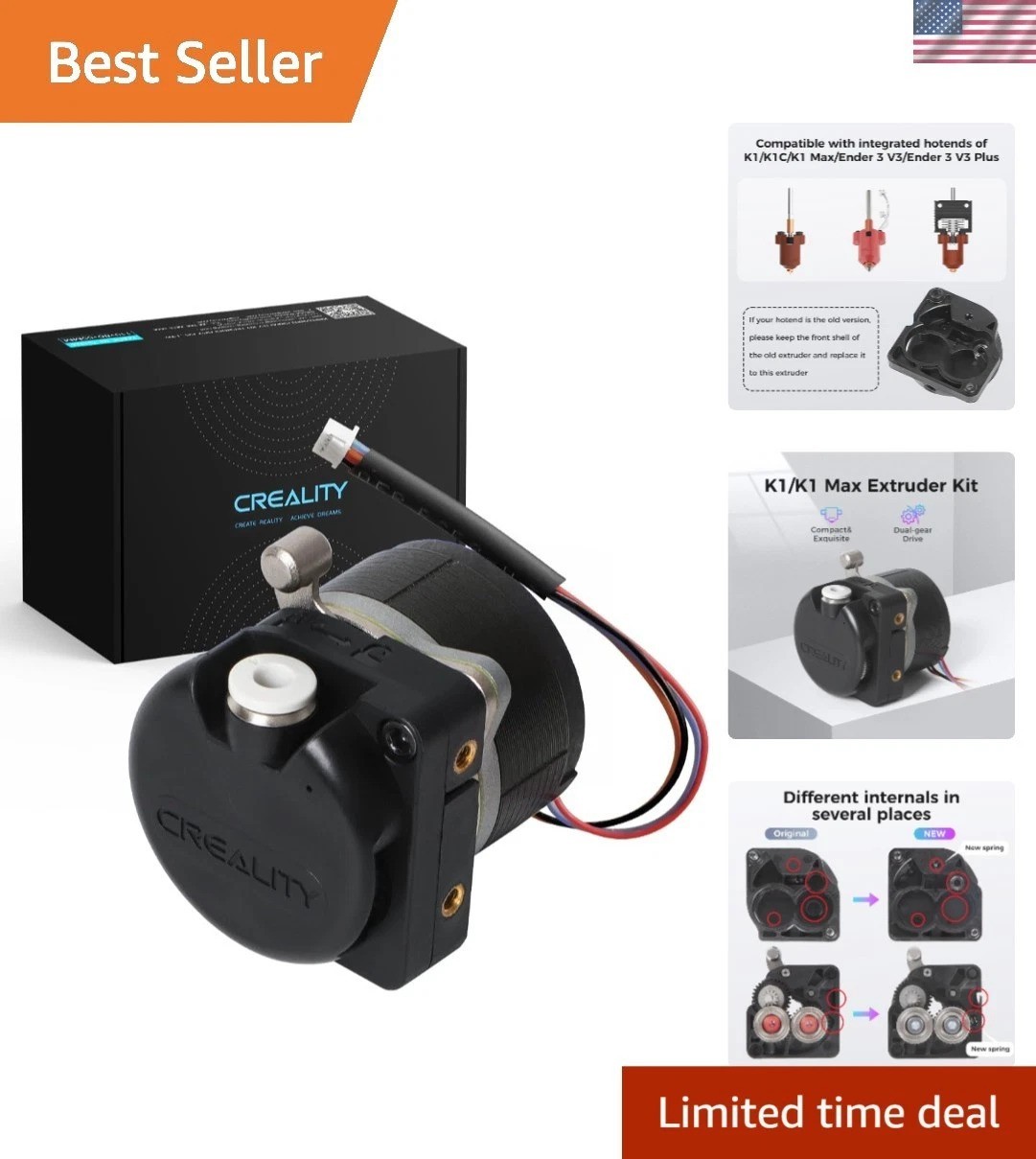 Versatile K1 Extruder Kit with Motor: Durable, Easy Install for 3D Printers