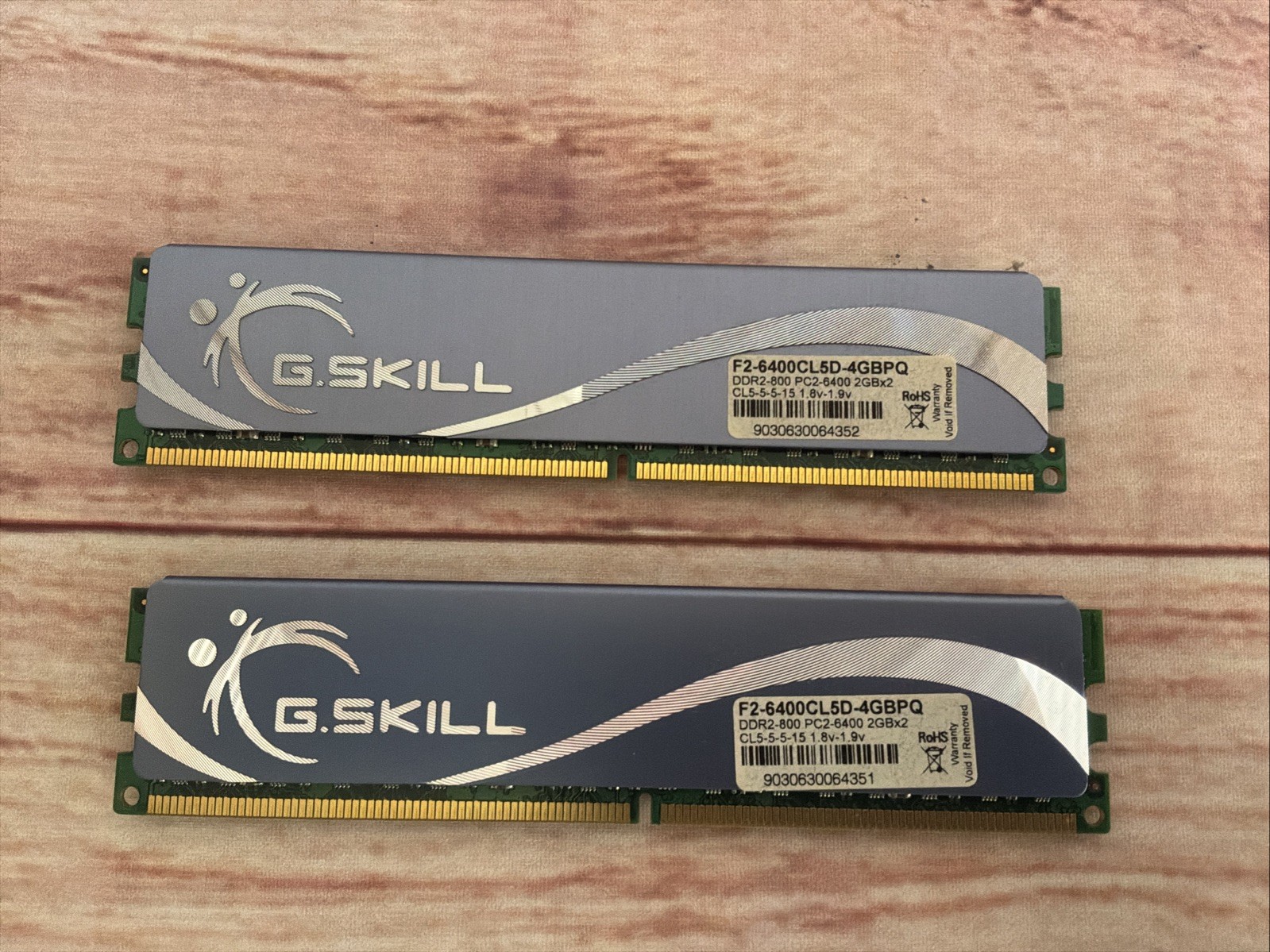 QTY 2 (kits) - G. Skill PC2-6400 2 GB 800 MHz PC2-6400 DDR2 SDRAM Memory...
