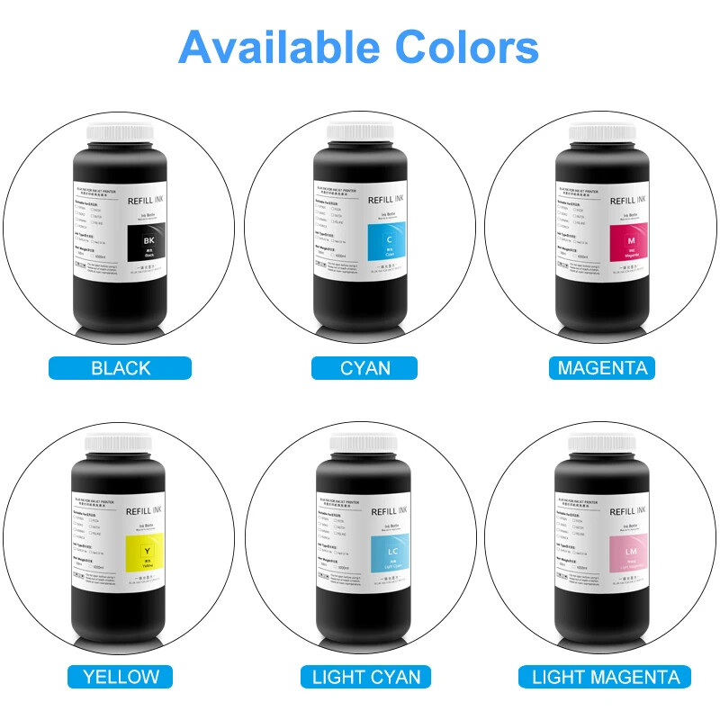 6×1000ML LED Curable UV Ink For Ricoh Gen3 Gen4 Gen4L Gen5 G6 Printhead 