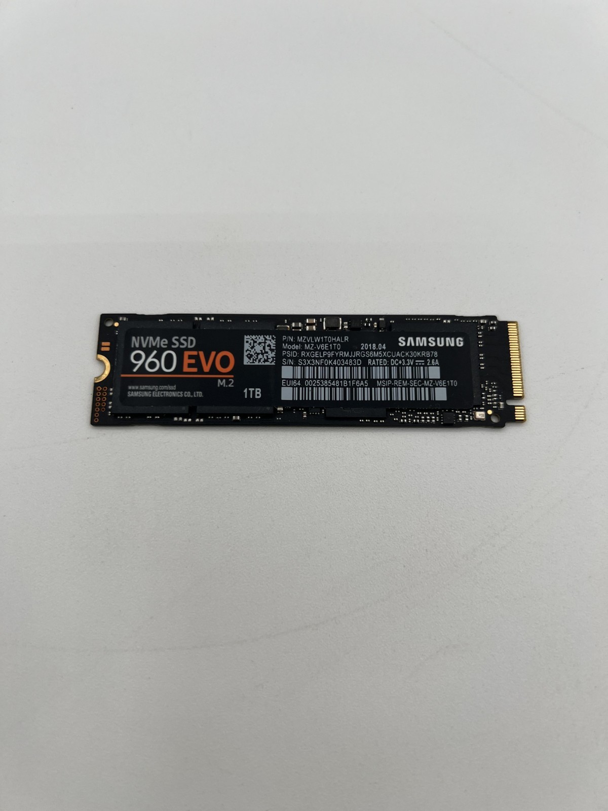 Samsung 960 EVO 1TB NVMe m.2 SSD 95% HEALTH