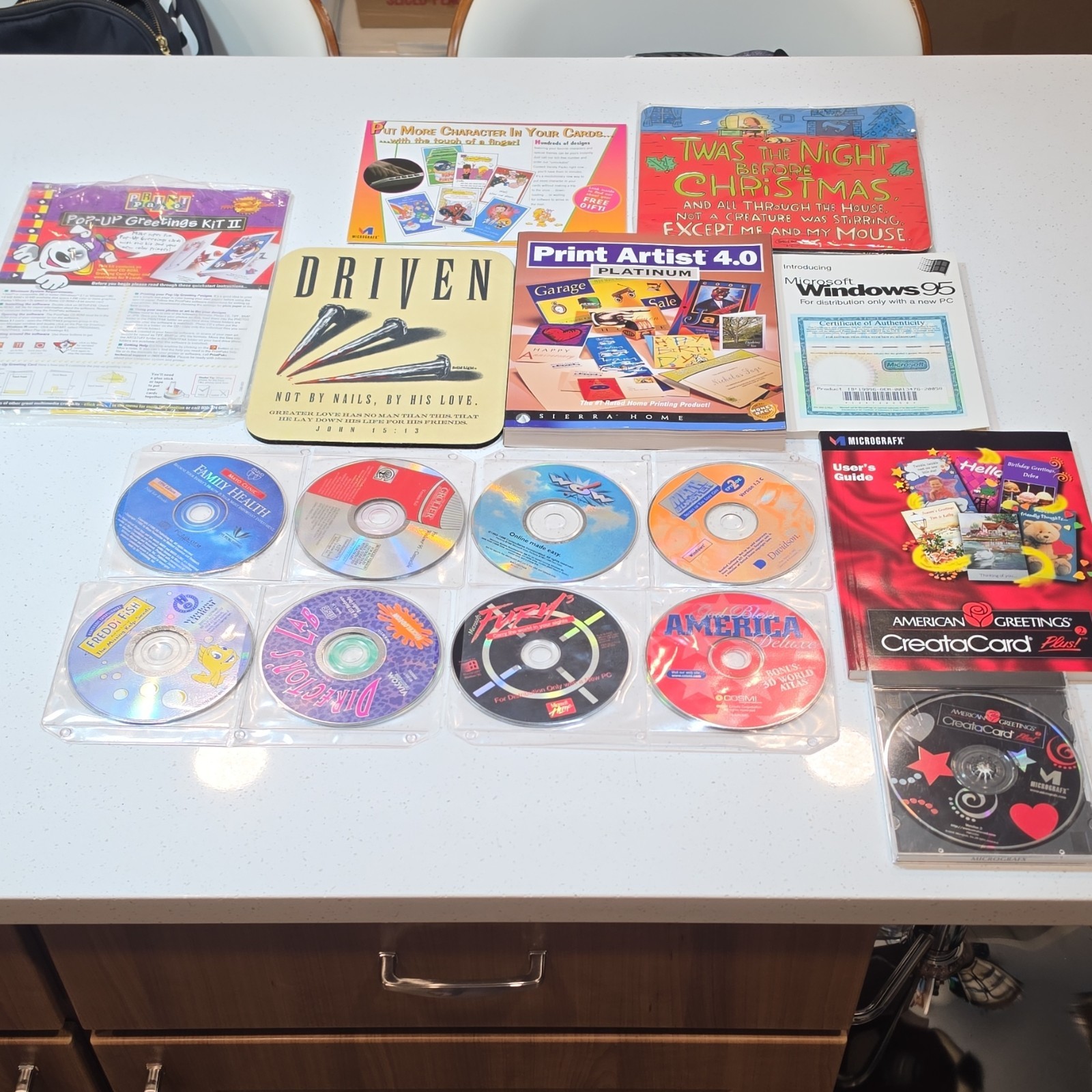 Vintage 90s PC CD-ROM Software Lot Windows 95 Print Artist CreataCard...