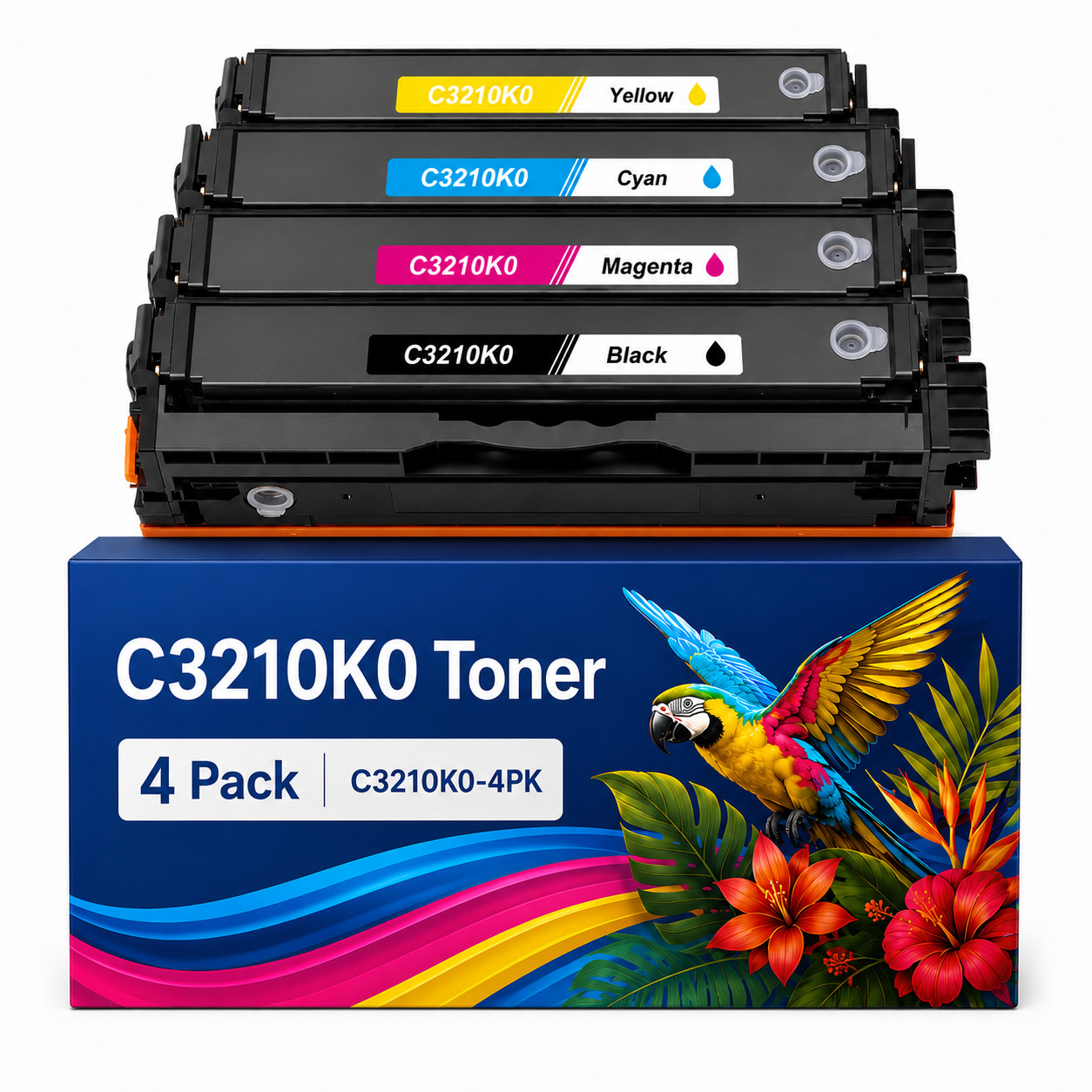 C3210K0 4-Pack BKCMY Toner Cartridges compatible for Lexmark C3224 C3326 C3210