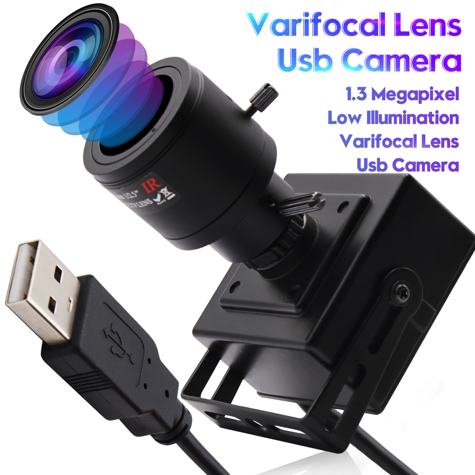 Mini Low Light USB Camera ELP 960P 1.3MP Webcam w/ 2.8-12mm Varifocal Zoom Lens