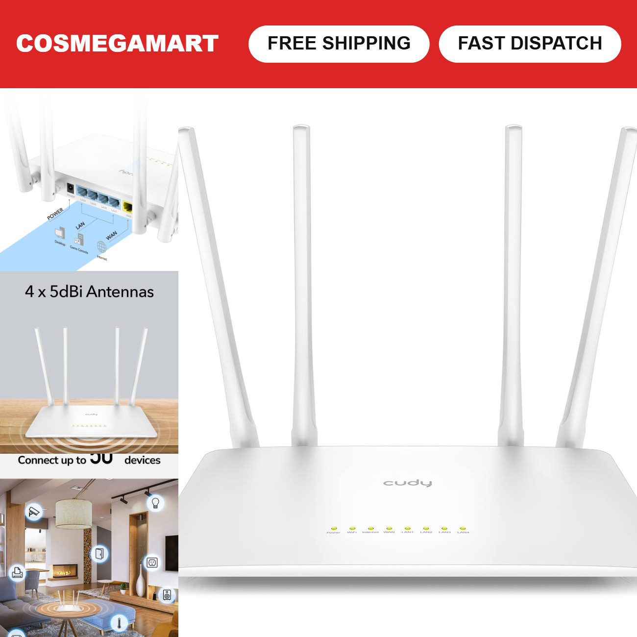 AC1200 Dual-Band Wi-Fi Router, 5X Fast Ethernet, VPN Client, High-Speed Internet
