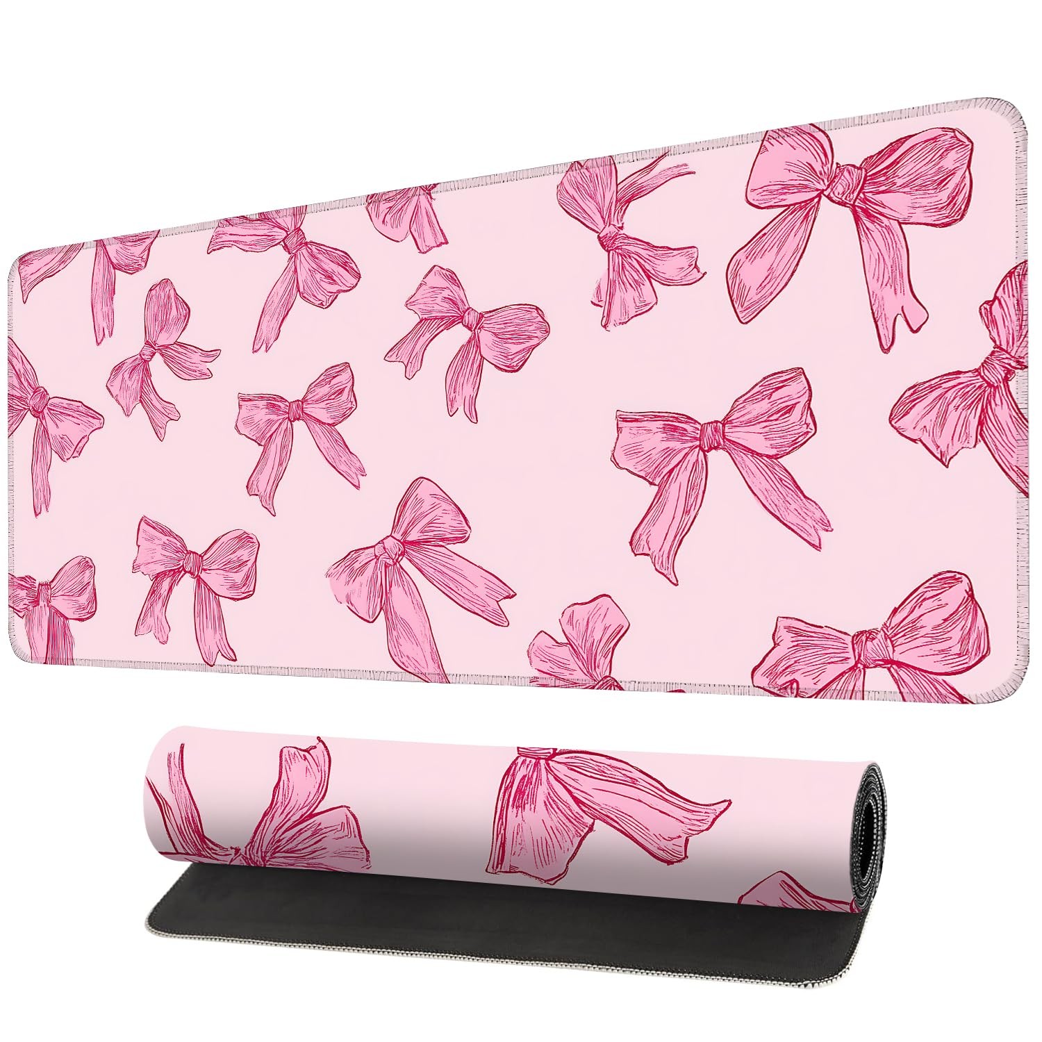 Large Pad,Pink Bow Desk Mat for Desktop, Girls Waterproof Gaming Mousepad, Co...