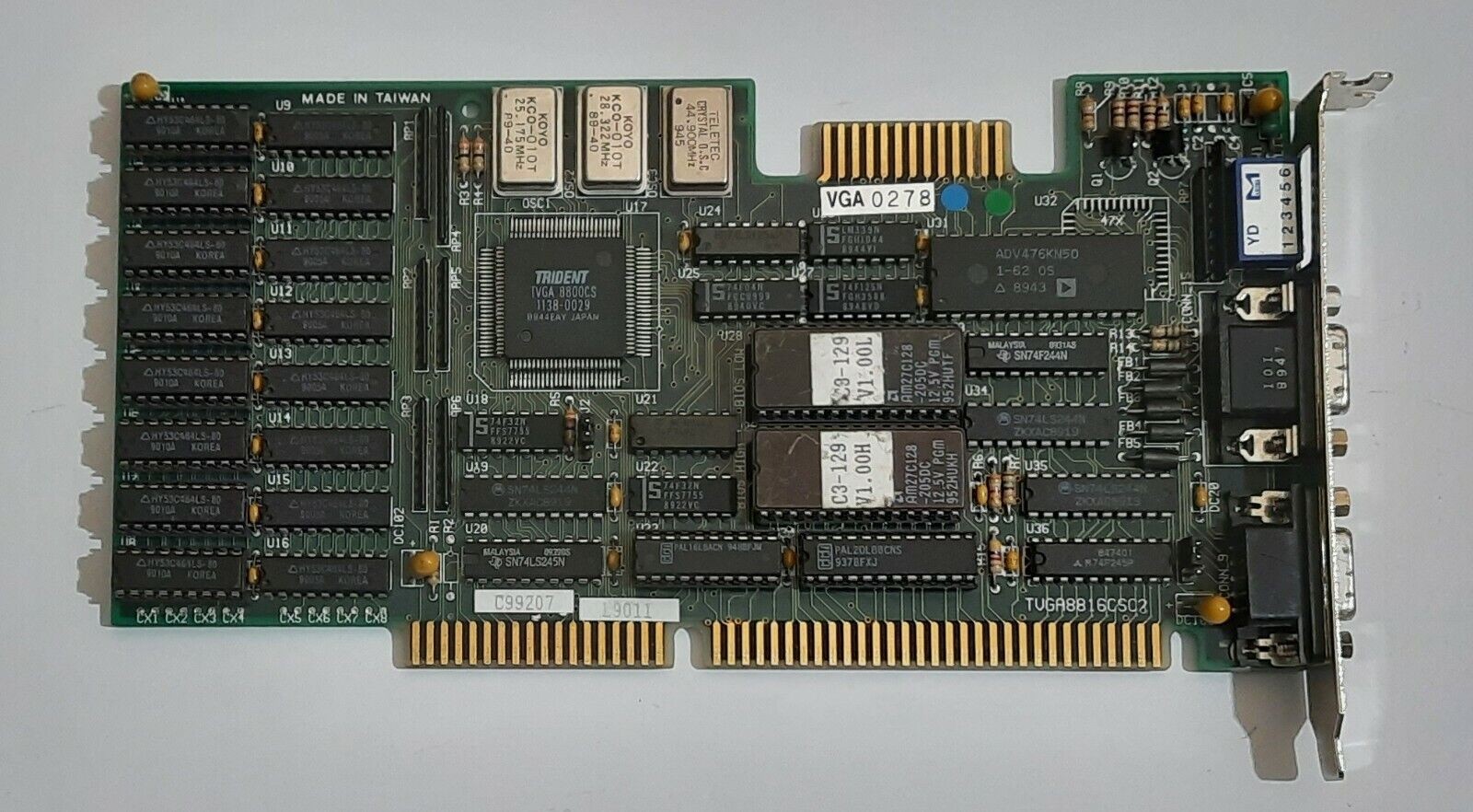Trident TVGA8816CSC2 ISA Graphics Card (VGA, EGA, Trident TVGA8800CS, Retro, 512KB)
