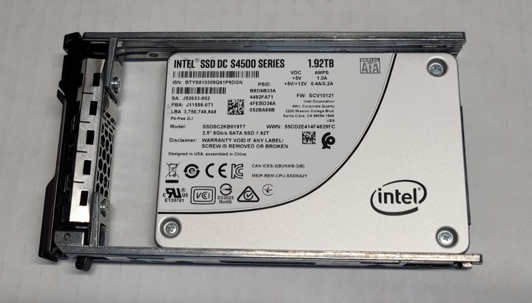 Intel DC S4500 Series 1.92TB 6Gbps 2.5" SATA SSD SSDSC2KB019T7 Health 75%