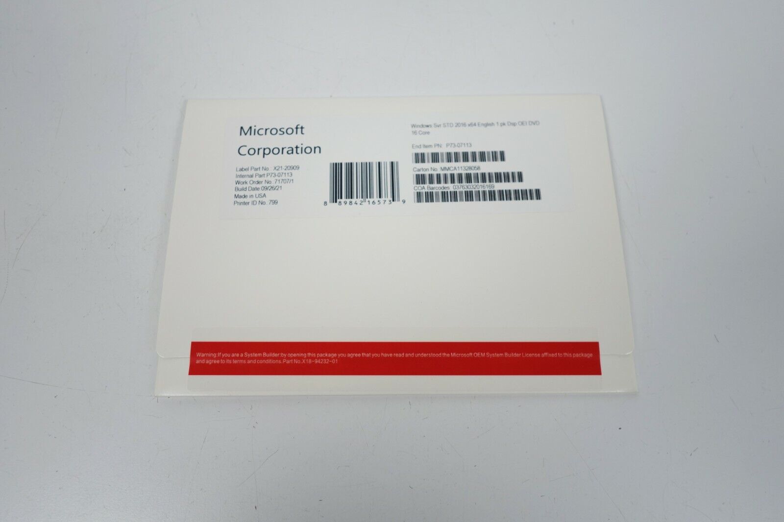 Microsoft Windows Server 2016 Standard x64 DVD 16Core + PRODUCT LICENSE KEY HD