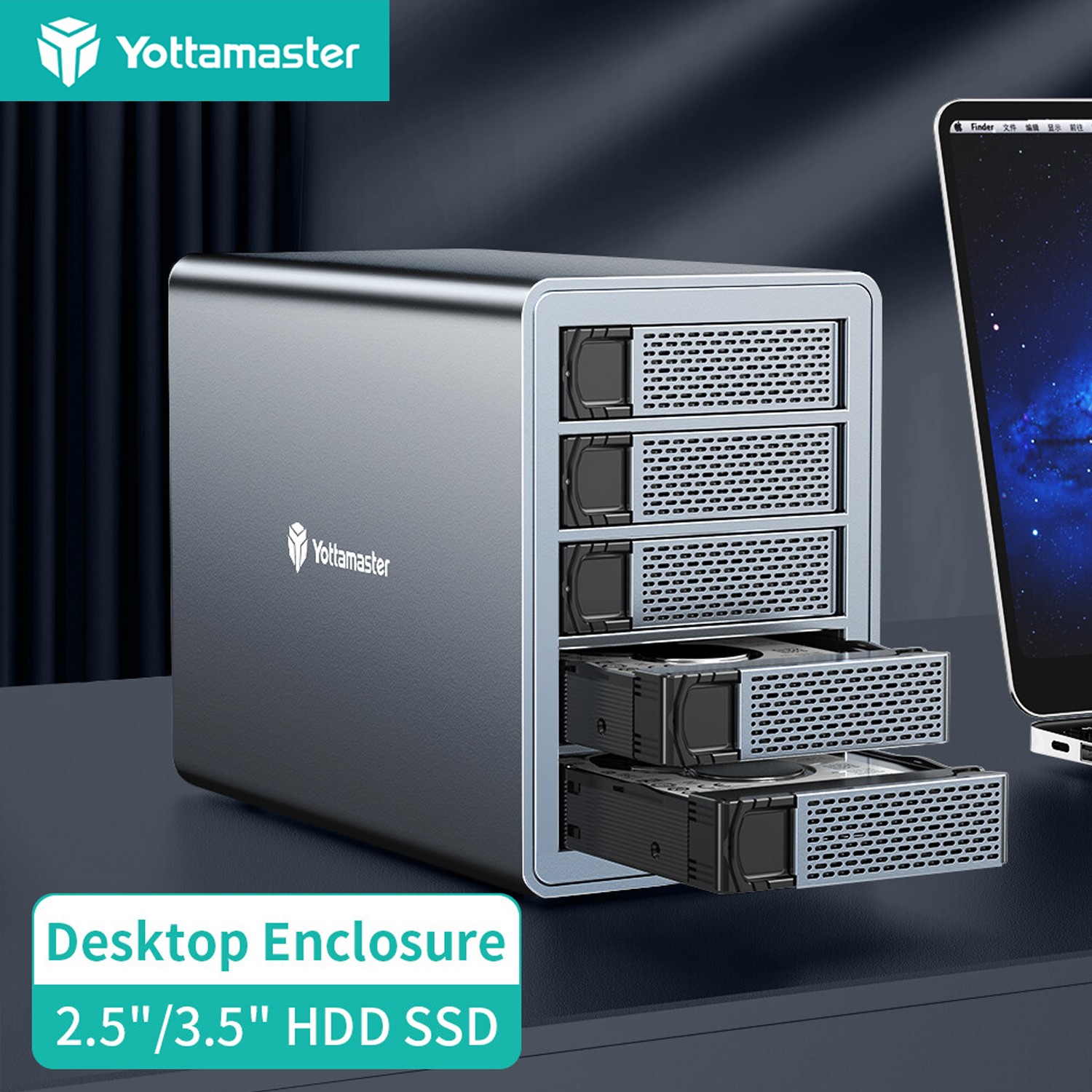 2/4/5 Bay Type C Hard Drive Enclosure W/ Daisy Chain For SATA 2.5 & 3.5" SSD/HDD