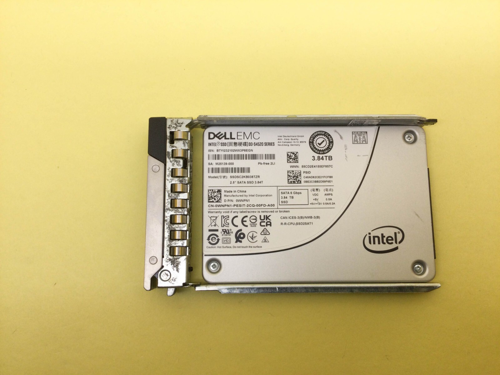 WNPN1 Dell 3.84TB SATA 6Gbps Read Intensive 2.5'' SSD SSDSC2KB038TZR 0WNPN1