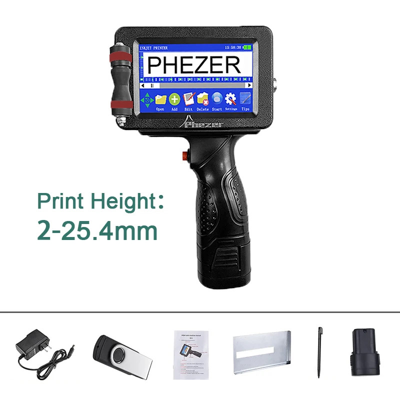 P16 12.7mm/25.4mm Handheld Inkjet Printer 28 Languages Batch Expiry Date QR Code