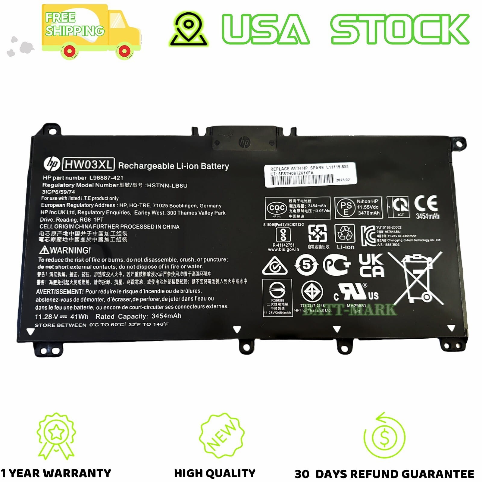 HW03XL ORIGINAL NEW Battery for  HP Pavilion 15-EG 15-EH 15T-EG 15Z-EH Series