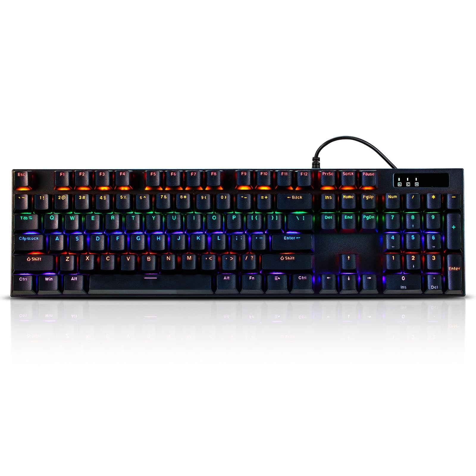 Wired Mechanical Gaming Keyboard with Blue Switch, 104-Key Full Size RGB Back...