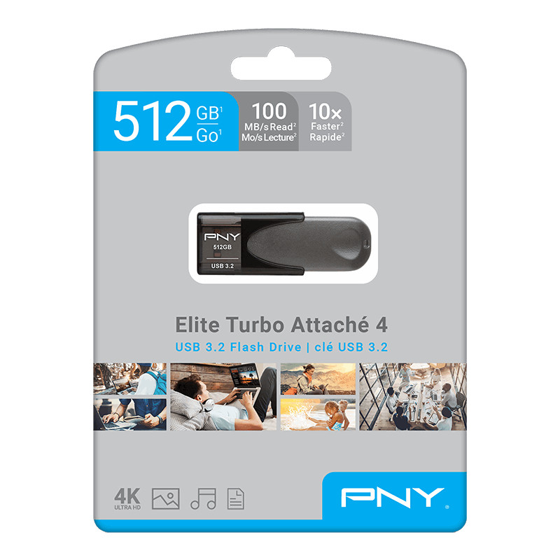 NEW✅ PNY 512GB Elite Turbo Attaché 4 FLASH DRIVE ⭐USB 3.2🔥ULTRA FAST⭐FREE SHIP