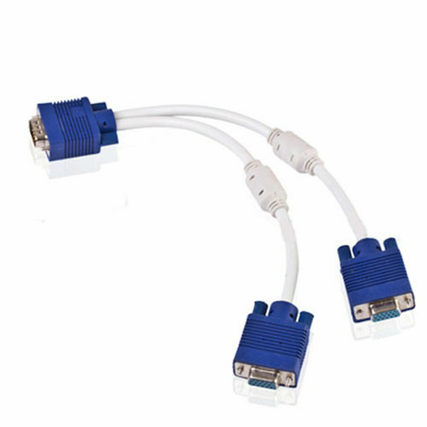1 PC TO 2 VGA SVGA MONITOR Male to 2 Dual Female Y Adapter Splitter Cable 15 PIN