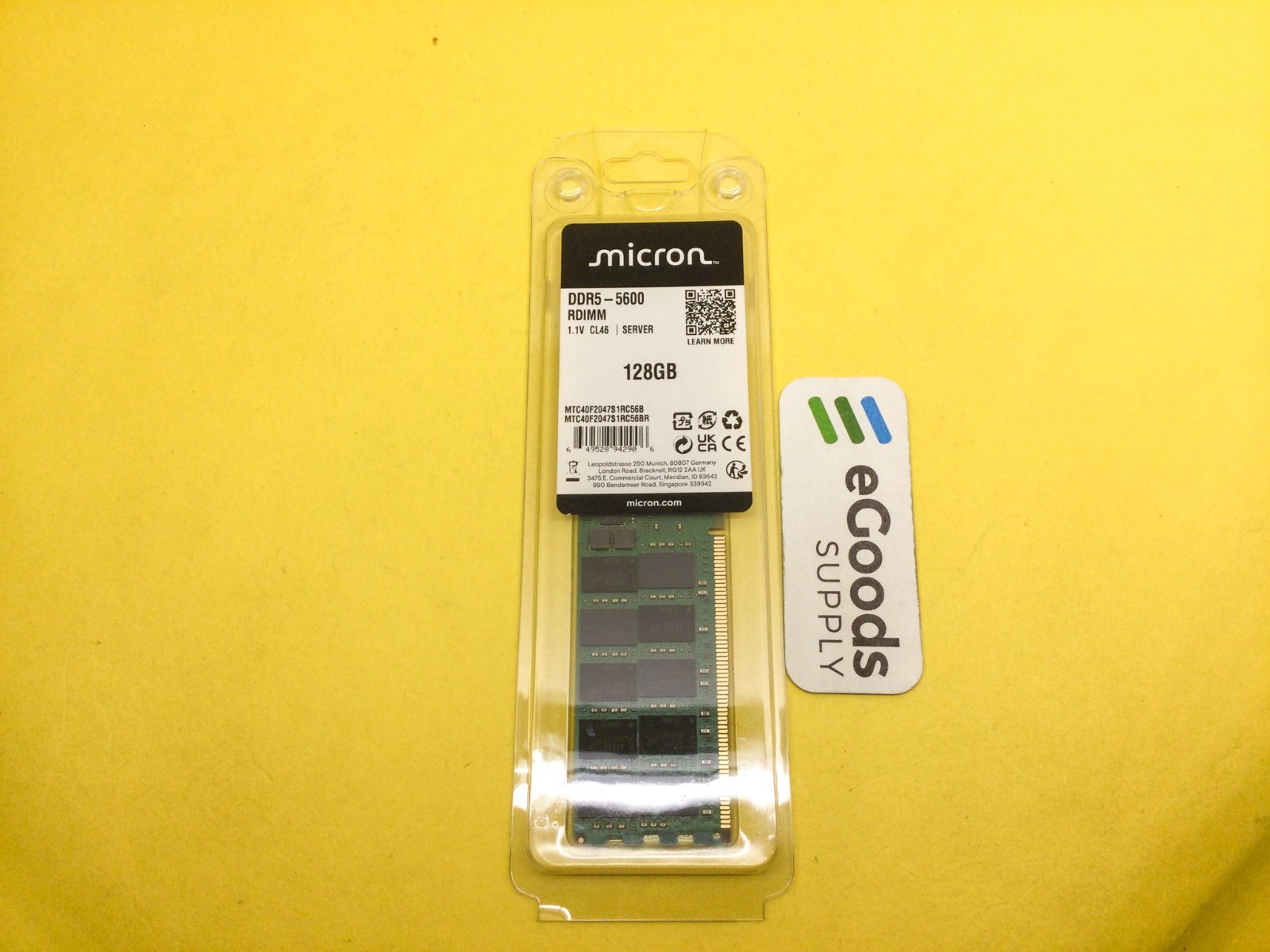 MTC40F2047S1RC56B MICRON 128GB (1X128GB) 2RX4 PC5-5600B RDIMM SERVER MEMORY New