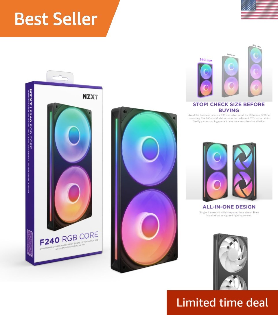 Efficient 240mm RGB Cooling Fan with Integrated LEDs - Ideal for Desktops