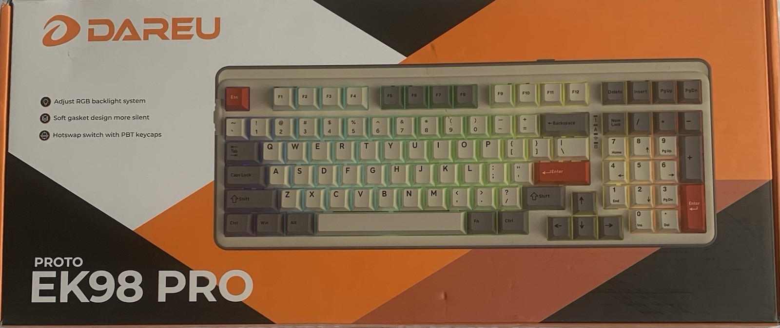 DAREU EK98 PRO Mechanical Keyboard RGB Wired/2.4G/Bluetooth QWERTY White/Orange